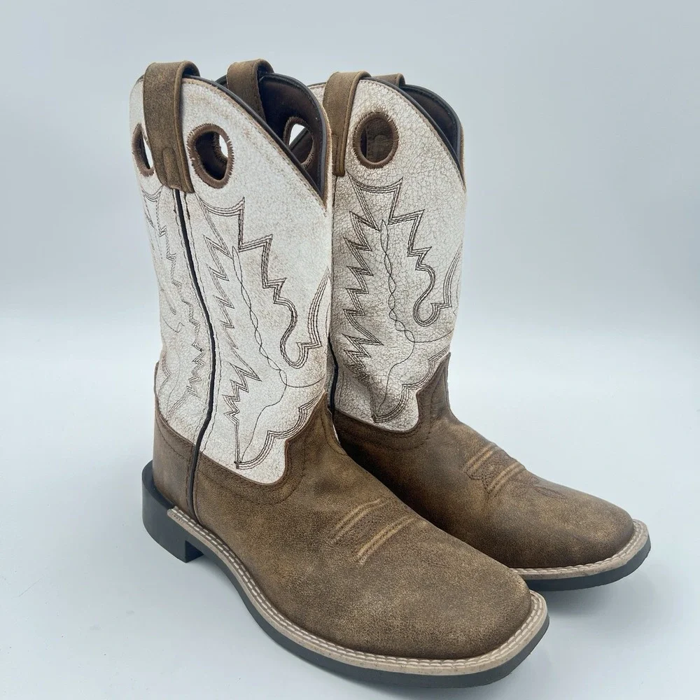 Cody James Cowboy Boots 4D Brown Tan Western Embroidered Leather
